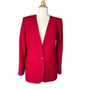 Vintage Jason Prescott Red Wool Blazer One Button Tailored Made in Japan Size 4